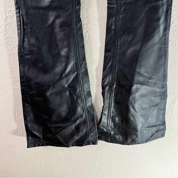 Free People Faux Leather Penny Pull On Flare Jeans in Black - Picture 7 of 12